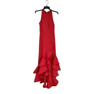 Betsy Adam Red Gown Ruffle Detail NWT Size 4